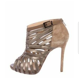 🩷 Christian Louboutin peep-toe cage booties